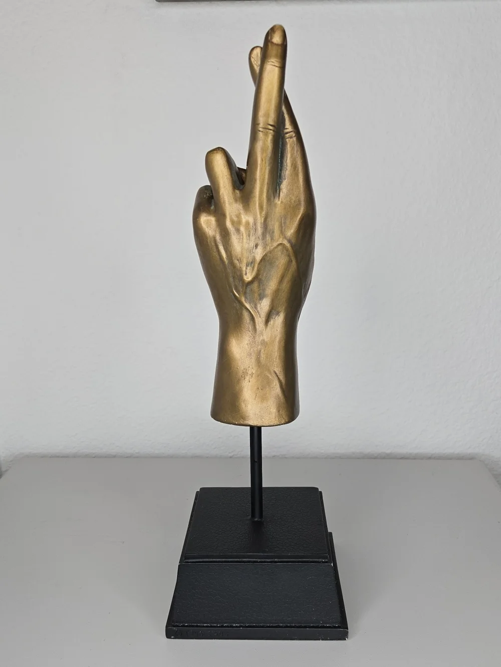 Vintage Brass Fingers Crossed Sculpture
